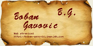 Boban Gavović vizit kartica